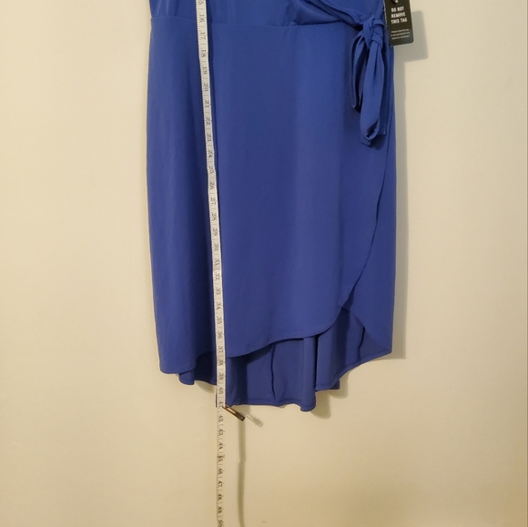Express Blue Sleeveless Surplice Faux Wrap Dress Size L - Picture 3 of 8